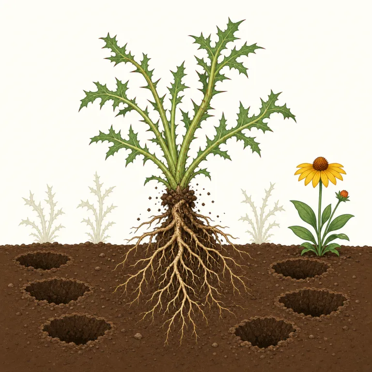 extirpation（根絶、絶滅・名詞）の覚え方イラスト — 植物を根っこから引き抜く場面を思い浮かべましょう