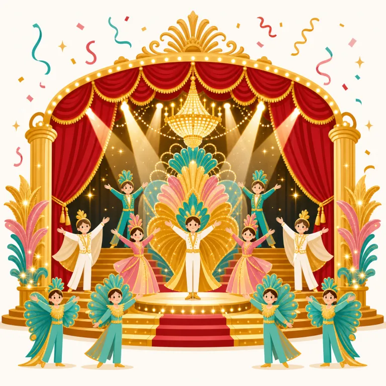 extravaganza（豪華な催し・名詞）の覚え方イラスト — extra が「追加・度を超えた」、extravagant が「ぜいたくな・派手な」と分かれば、extravaganza はその豪華さが催し全体になった語だと覚えやすい
