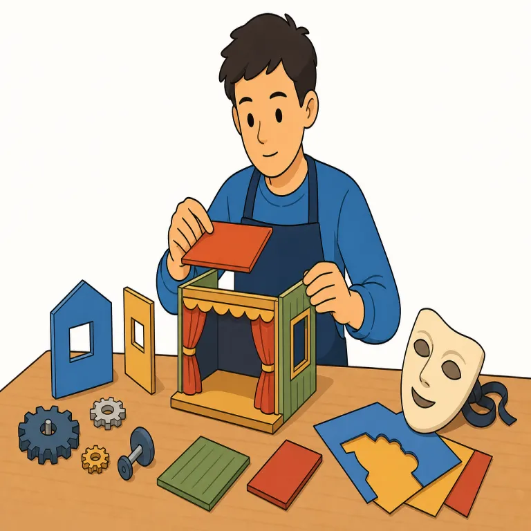 fabricate（製造する/捏造する・動詞）の覚え方イラスト — fabric や factory を見て「材料を組み立てて形にする」感覚を先に思い出すと覚えやすい語