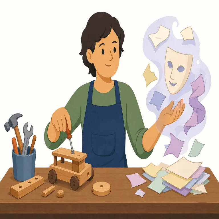fabricator（製造業者・でっち上げる人・名詞）の覚え方イラスト — fabricate を知っていれば覚えやすい語