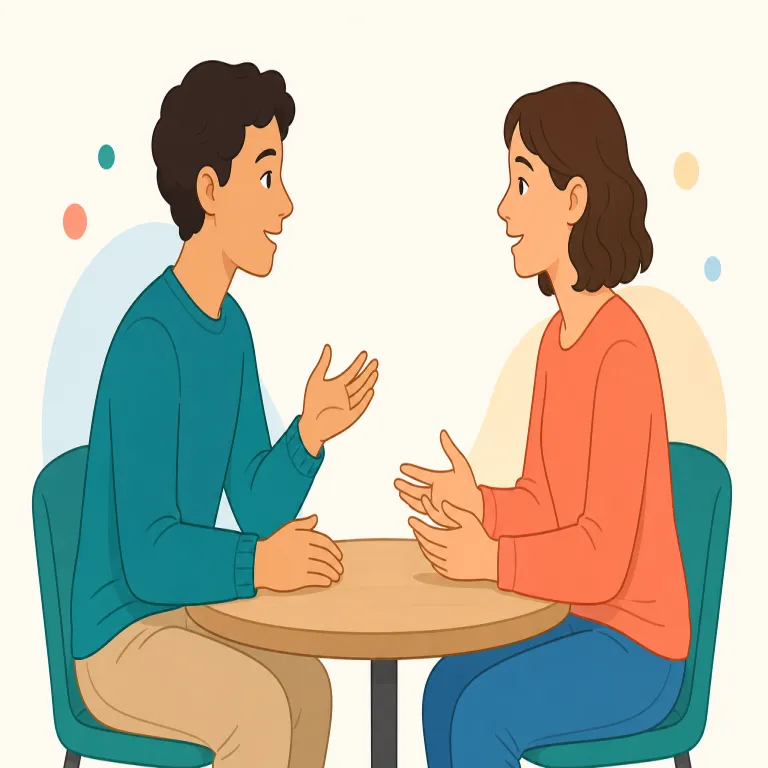 face-to-face（対面で・副詞）の覚え方イラスト — 二つの face が向き合い、その間を to が結んでいる形をそのまま「顔と顔を合わせて」とイメージすると覚えやすいです
