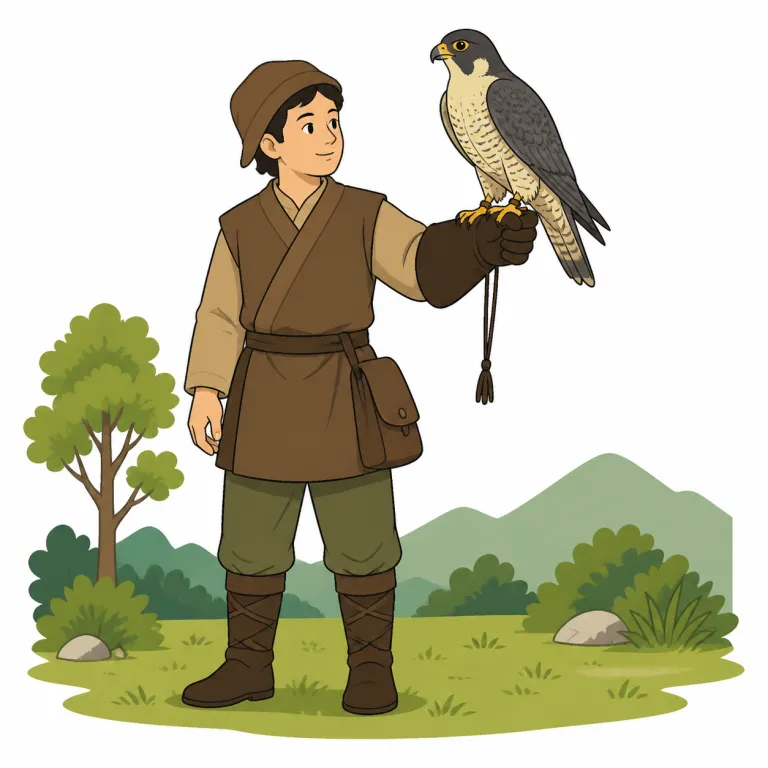 falconry（鷹狩り・noun）の覚え方イラスト