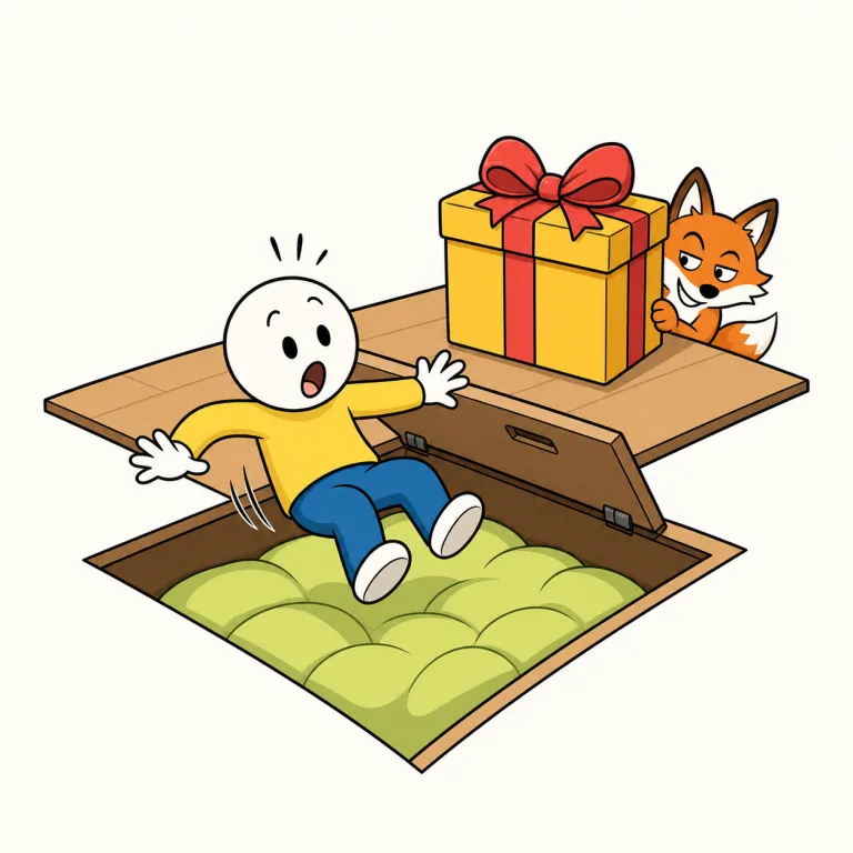 fall for（だまされる・phrasal_verb）の覚え方イラスト
