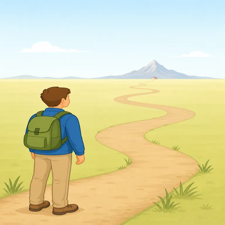 far off（遠い・イディオム）の覚え方イラスト — far を知っていれば核は「遠い」