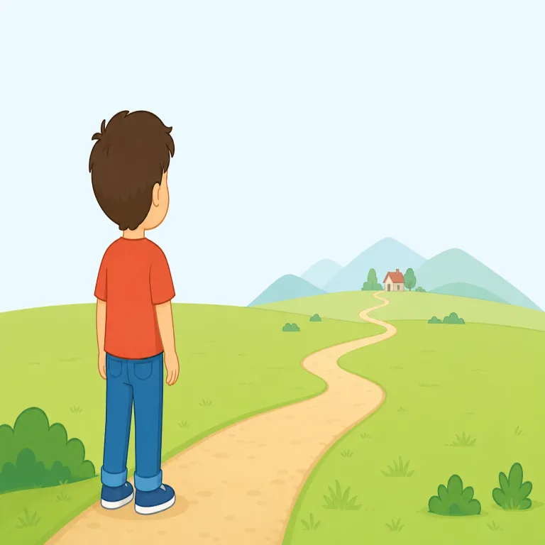 faraway（遠く離れた・形容詞）の覚え方イラスト — far と away をそのまま足した語で、「遠くへ離れている」が核