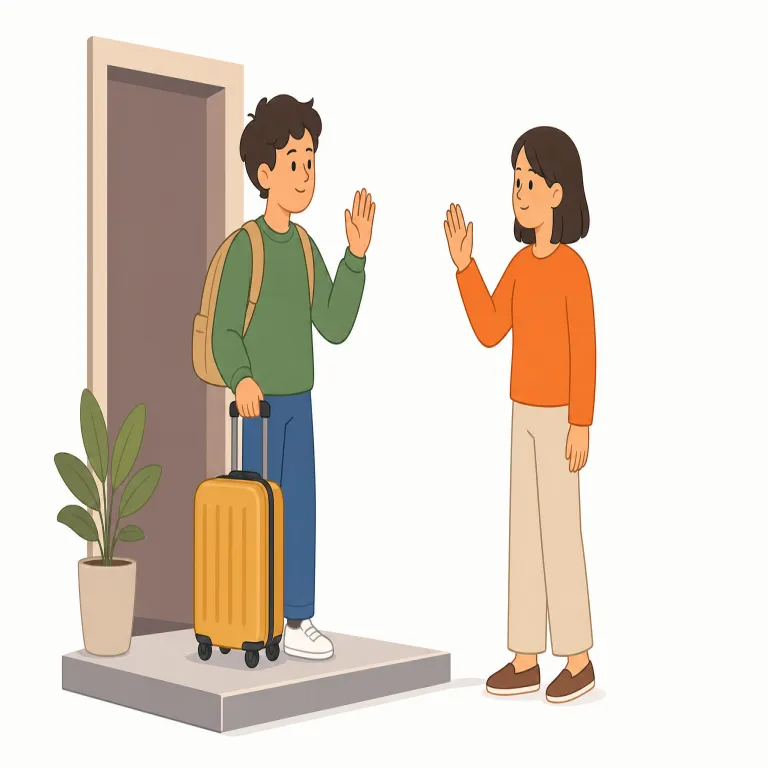 farewell（さよなら・名詞）の覚え方イラスト — 名詞の farewell は、bye のような一瞬のあいさつより「別れを告げること」自体に焦点があります