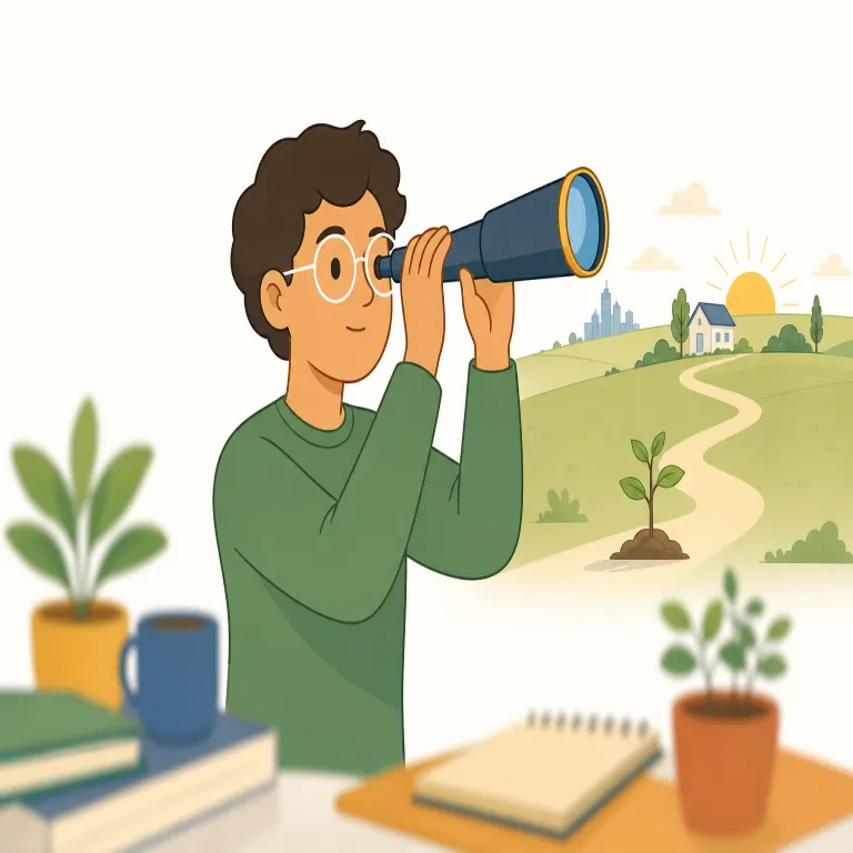 farsighted（遠視／先見の明がある・形容詞）の覚え方イラスト — far + sighted でまず「遠くまで見える」と分解すると覚えやすい語
