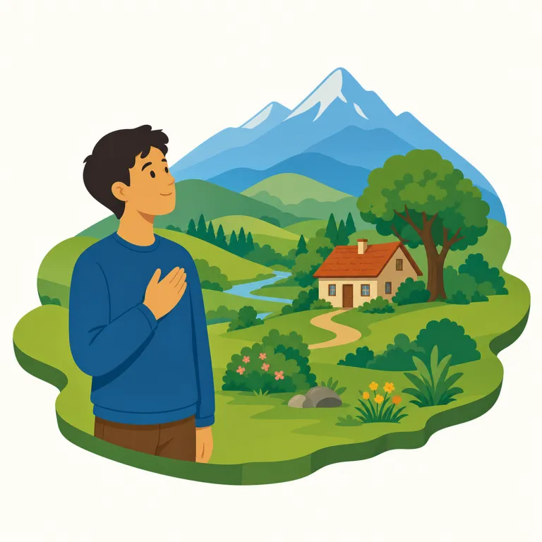 fatherland（祖国・名詞）の覚え方イラスト — father と land がそのまま見えるので、まず「父祖の代から受け継ぐ土地」と英語の部品でつかむと記憶に残りやすい語です