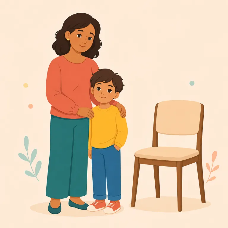 fatherless（父親のいない・形容詞）の覚え方イラスト — father＋-less で直訳どおり「父がいない」
