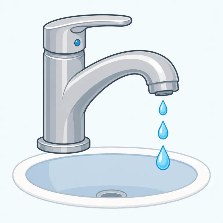 faucet（蛇口・名詞）の覚え方イラスト — faucet は単独で丸暗記するより、実際の場面で固めると残りやすい語です