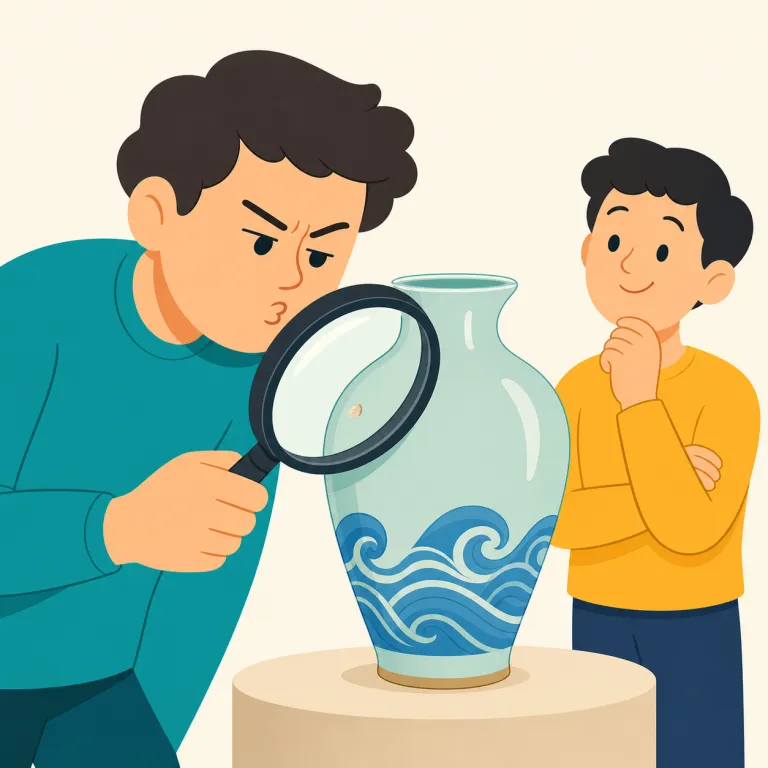 faultfinder（あら探し屋・名詞）の覚え方イラスト — fault「欠点」と finder「見つける人」をそのまま組み合わせ、「欠点ばかり見つける人」と覚えます