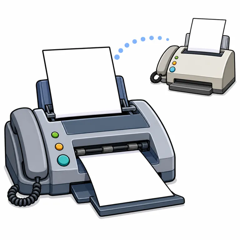 fax（ファクスで送る・verb）の覚え方イラスト
