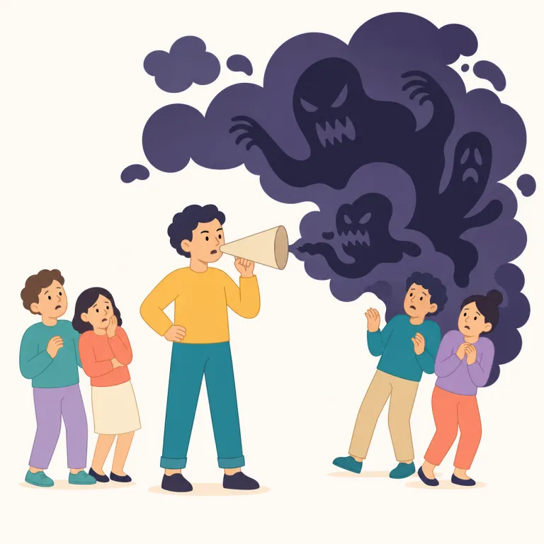 fearmongering（不安や恐怖をあおること・名詞）の覚え方イラスト — fear が核