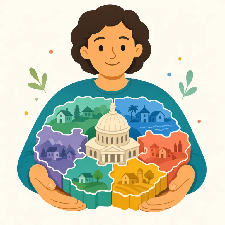 federalist（連邦主義者・名詞）の覚え方イラスト — まず federal「連邦の」を知っていれば、-ist は「その考えを支持する人」なので federalist は「連邦制を支持する人」と読める