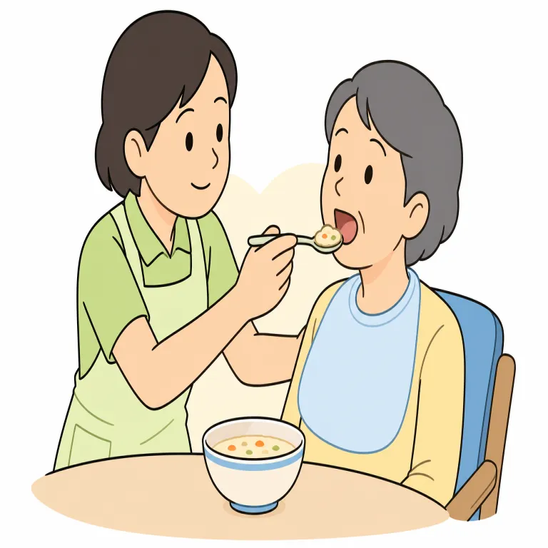 feeding（食事介助・noun）の覚え方イラスト