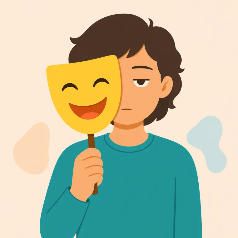 feigned（ふりをした・形容詞）の覚え方イラスト — 動詞で覚えると崩れにくいです