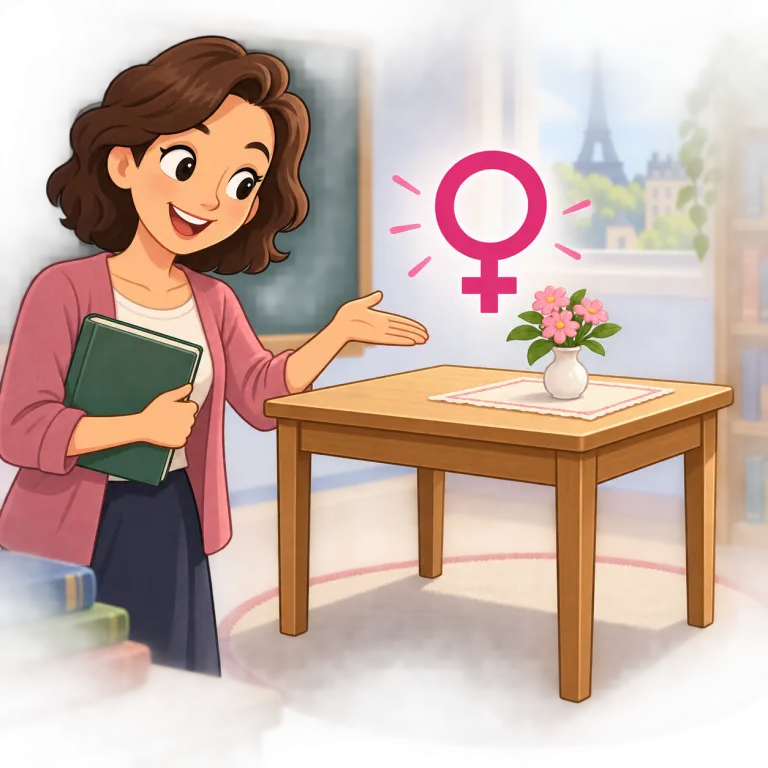 feminine（女性形の・adjective）の覚え方イラスト