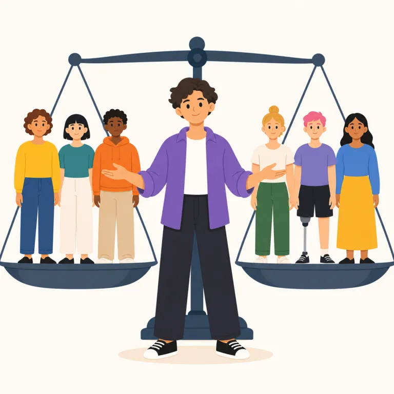 feminist（フェミニスト・名詞）の覚え方イラスト — feminist は femin-「女性」に -ist「主義者・実践者」が付いた「その考えを支持する人」と考える