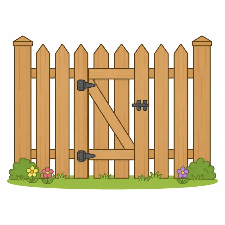 fence（フェンス・名詞）の覚え方イラスト — fence は日本語の「フェンス」から、金属製・網状・スポーツ施設や住宅周りの近代的な囲いを思い浮かべると覚えやすい語です