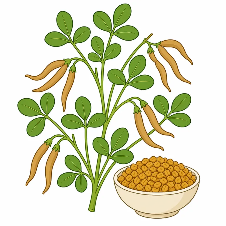 fenugreek（フェヌグリーク（コロハ）・noun）の覚え方イラスト