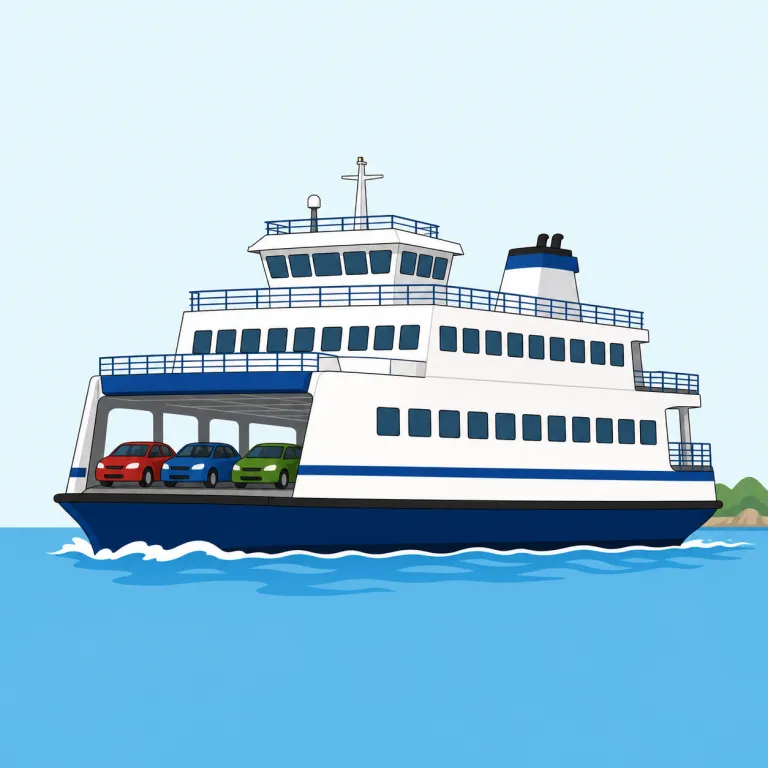 ferry（フェリー・名詞）の覚え方イラスト