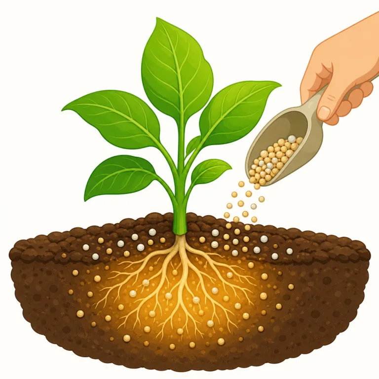 fertilise（肥料を与える・verb）の覚え方イラスト