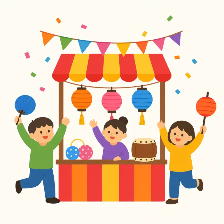 festival（祭り・名詞）の覚え方イラスト — festival は「特別な日をみんなで楽しむ、大きめで公開的なイベント」とまとめると残りやすい
