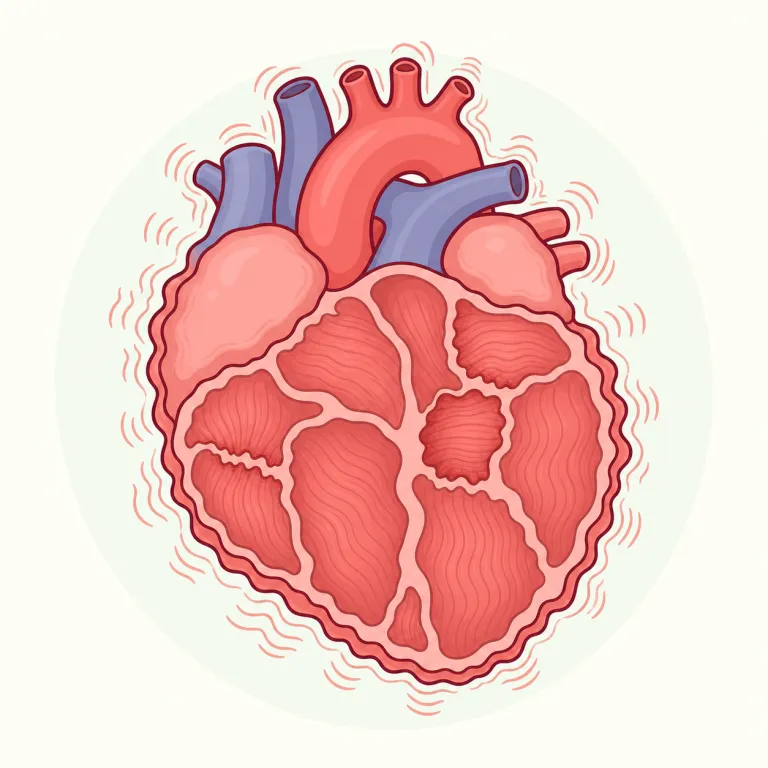 fibrillation（細動・名詞）の覚え方イラスト — fiber（繊維）を知っていると覚えやすい語です
