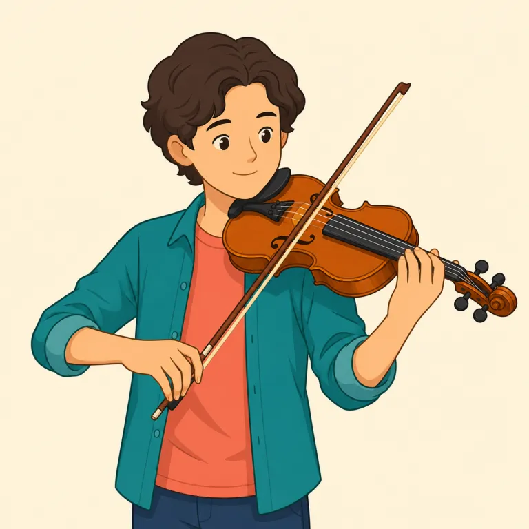 fiddler（バイオリン弾き・名詞）の覚え方イラスト — -er は「〜する人」なので、まず fiddler = fiddle を弾く人、と形で押さえる