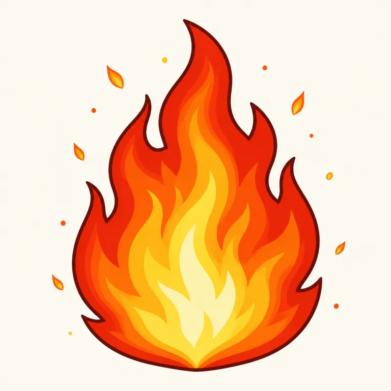 fiery（燃えるような・形容詞）の覚え方イラスト — fiery は fire「火」からできた形容詞なので、「火のような見た目・熱さ・明るさ」と結びつけると覚えやすいです