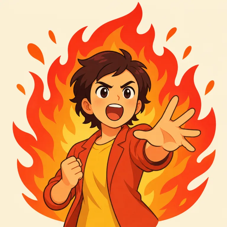 fiery（激しい、熱烈な・adjective）の覚え方イラスト