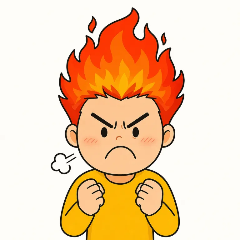 fiery（短気な・adjective）の覚え方イラスト