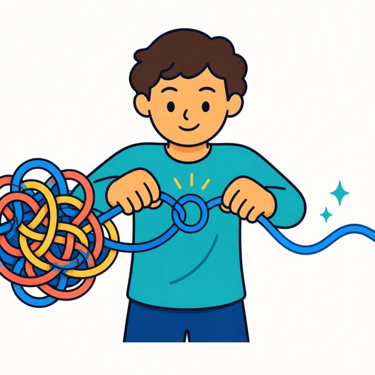 figure out（解決する・phrasal_verb）の覚え方イラスト