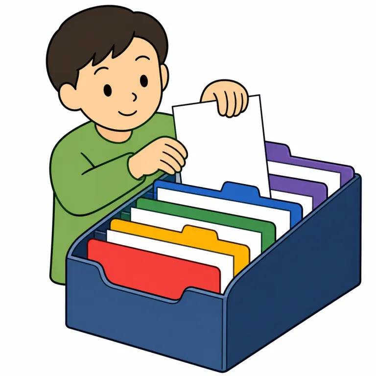 filing（書類整理・noun）の覚え方イラスト
