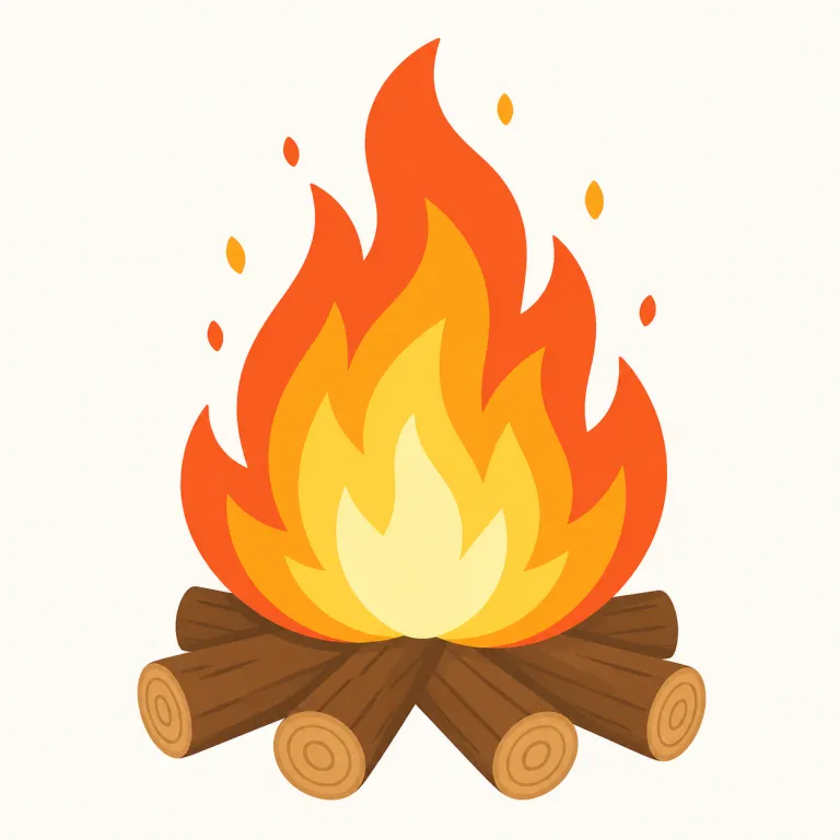 fire（火・名詞）の覚え方イラスト — fire は heat「熱」や light「光」と一緒に出てくる、燃えているものを指す基本語です