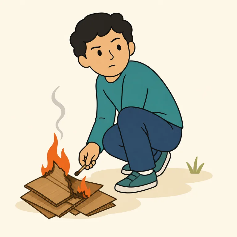 firebug（放火魔・名詞）の覚え方イラスト — fire + bug を見たら、まず fire alarm, fire station の fire で「火事・発火」を思い出します