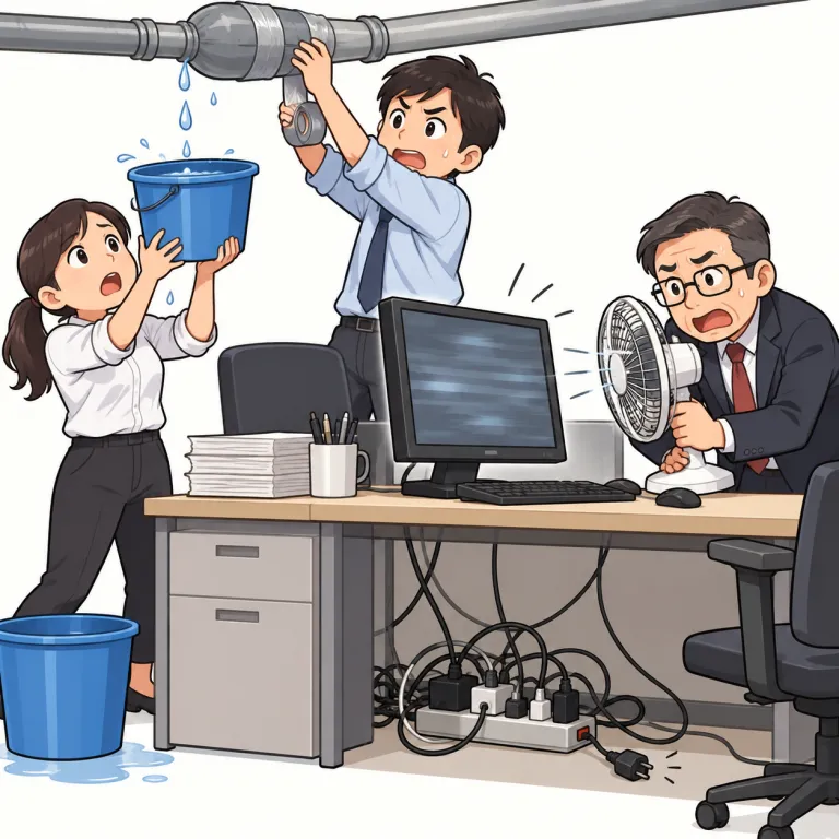 firefighting（緊急対応・noun）の覚え方イラスト