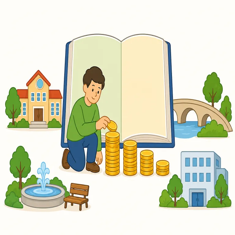 fiscally（財政的に・副詞）の覚え方イラスト — fiscally は fiscal「財政の」に -ly が付いた副詞で、「財政的に」、つまり政府・自治体・組織の予算、税収、支出能力の観点から見る意味です