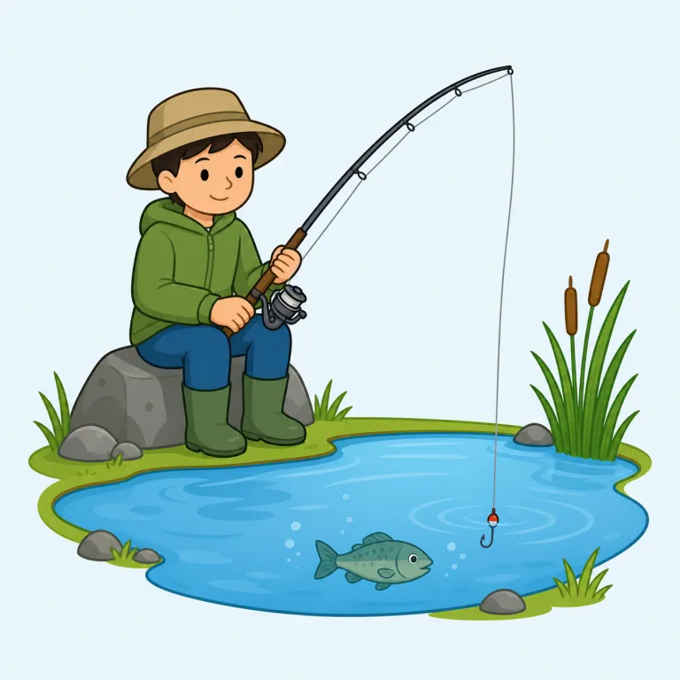 fish（釣りをする・verb）の覚え方イラスト