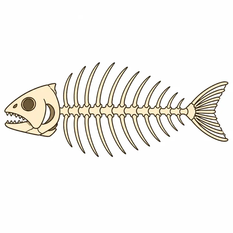 fishbone（魚の骨、フィッシュボーン図・noun）の覚え方イラスト