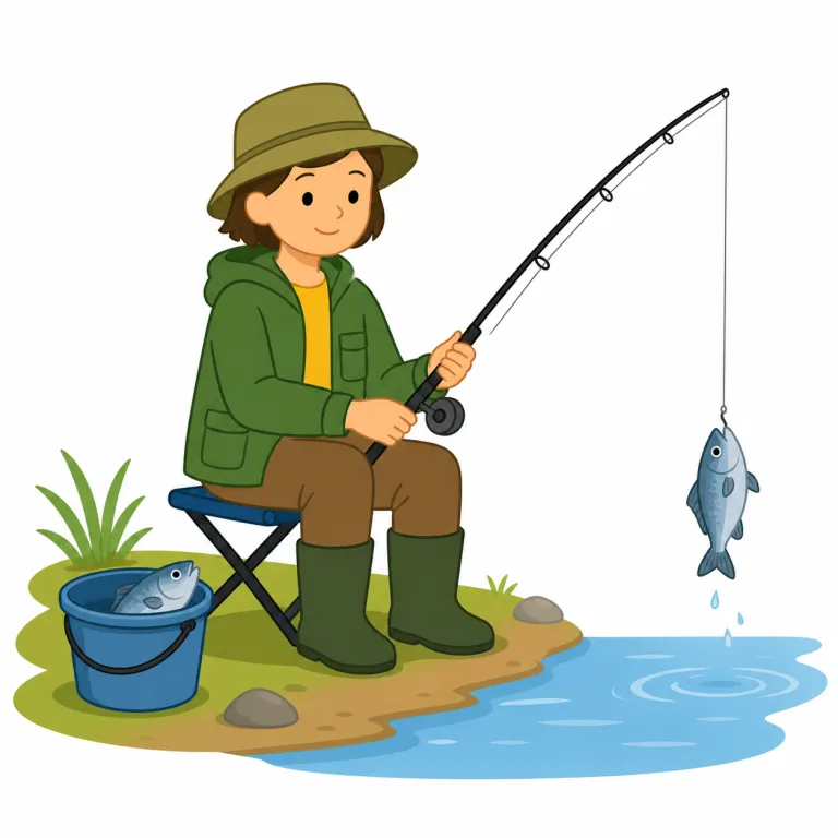fisherman（漁師・名詞）の覚え方イラスト — fisherman は fish「魚」+ man「人」からできた語で、魚を捕ることを仕事にしている「漁師」を指します