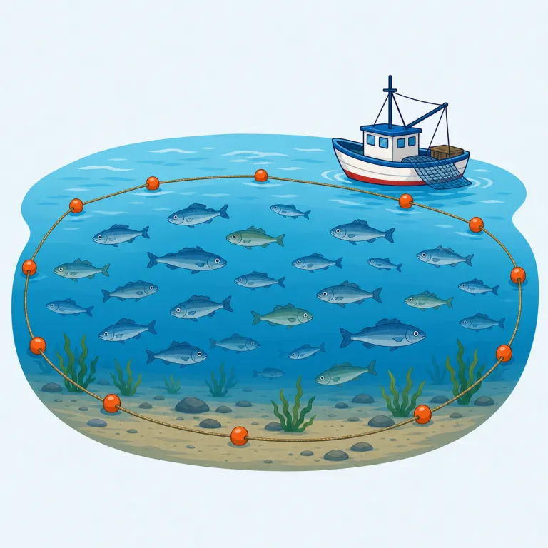 fishery（漁場・noun）の覚え方イラスト