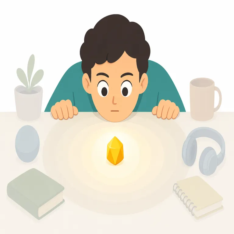fixate（執着する、固執する・動詞）の覚え方イラスト — fix が「固定する」だと分かれば、fixate は「心や視線が一点に固定されたまま離れない」と捉えると覚えやすいです