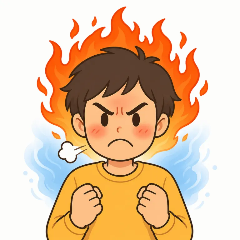 flare up（かっとなる・phrasal_verb）の覚え方イラスト