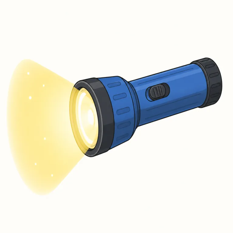 flashlight（懐中電灯・名詞）の覚え方イラスト — flash「パッと光る」と light「光」をそのまま足して覚えると定着しやすい語です
