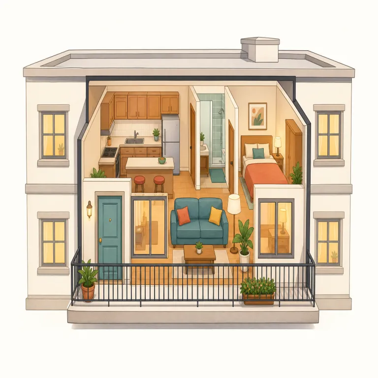 flat（アパート・noun）の覚え方イラスト