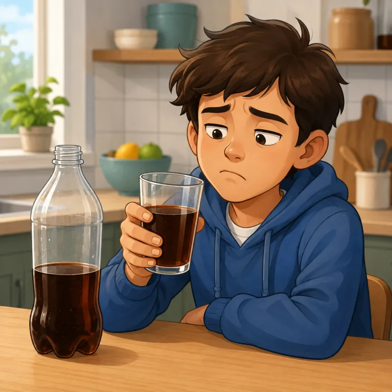 flat（気の抜けた・形容詞）の覚え方イラスト