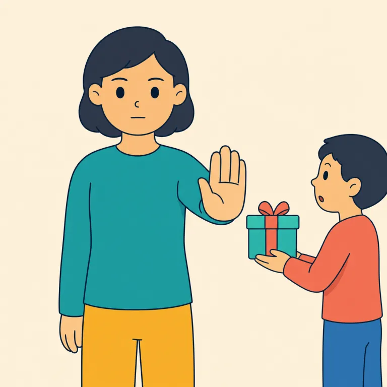 flatly（きっぱりと・副詞）の覚え方イラスト — flat を「平ら」と知っていれば、flatly は言い方に凸凹や含みがなく、平らに言い切る感じで覚えやすいです
