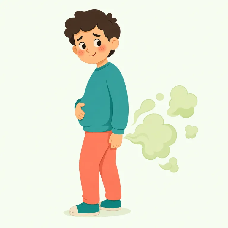 flatulence（腸内ガス、おなら・名詞）の覚え方イラスト — flatulence は日常の fart よりかなり説明的・医療寄りの語