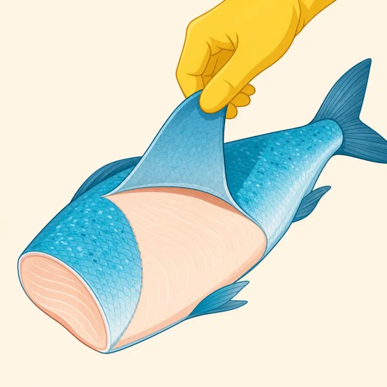 flay（皮をはぐ・動詞）の覚え方イラスト — flay は skin（皮）を対象にして「皮をはぐ」という強い動作を表す